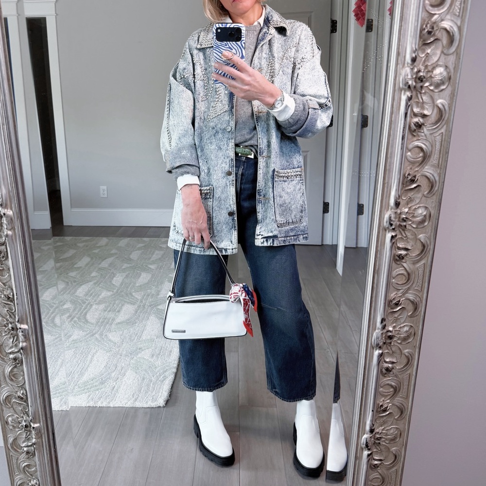 Vintage 80s Acid Washed Denim Studded Jacket Desire By Arlene - Picture 1 of 13